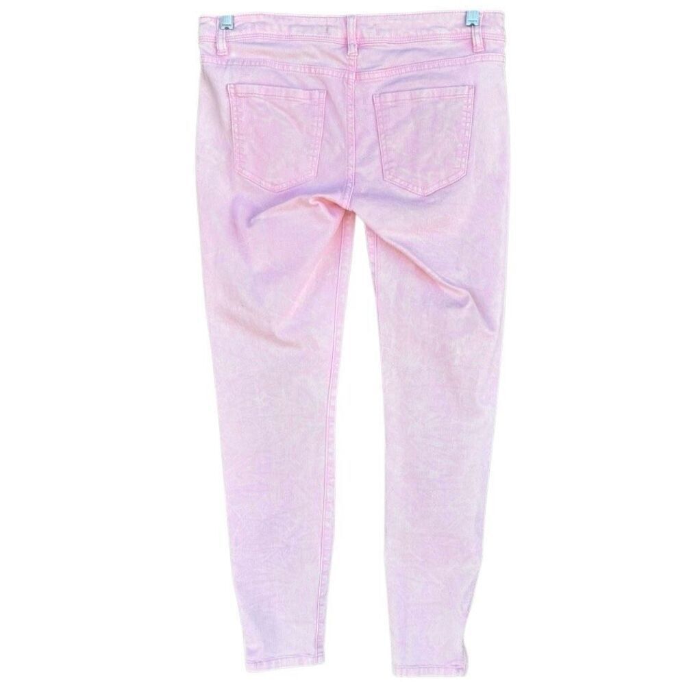 Life In Progress Pink Acid Denim Skinny Jeans Women’s Size 28 Zip Ankle Boot - Picture 5 of 8